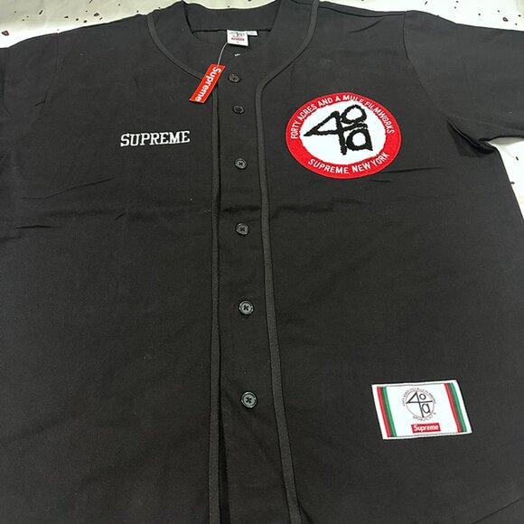 Supreme Men's Black 40 Acres Twill Baseball Shirt - Picture 2 of 4